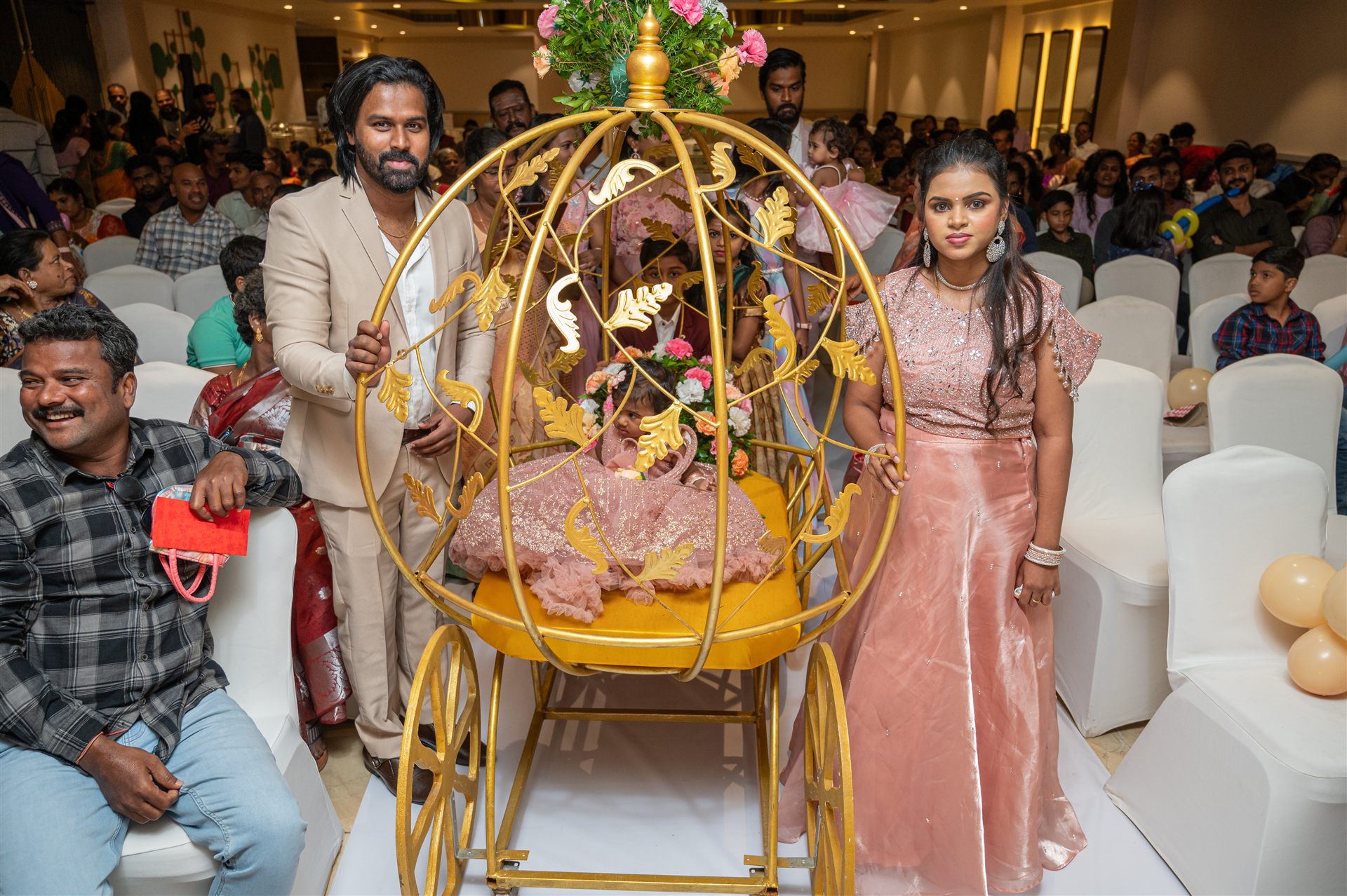 Golden carriage princess birthday party by Creative Splash event planners Chennai